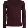 Pullover girocollo in misto lana con logo ricamato sul cuore