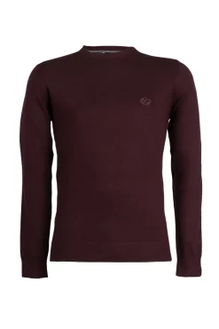 Pullover girocollo in misto lana con logo ricamato sul cuore