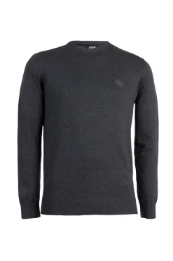 Pullover girocollo in misto lana con logo ricamato sul cuore