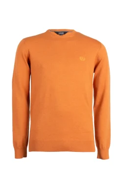 Pullover girocollo in misto lana con logo ricamato sul cuore