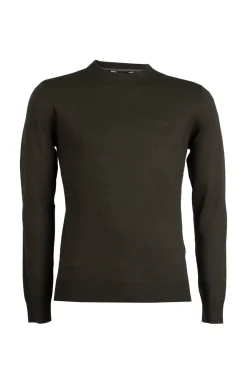 Pullover girocollo in misto lana con logo ricamato sul cuore