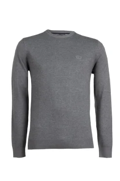 Pullover girocollo in misto lana con logo ricamato sul cuore
