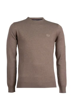 Pullover girocollo in misto lana con logo ricamato sul cuore
