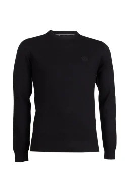 Pullover girocollo in misto lana con logo ricamato sul cuore