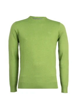 Pullover girocollo in misto lana con logo ricamato sul cuore