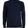 Pullover girocollo in puro cotone con ricamo ton sur ton