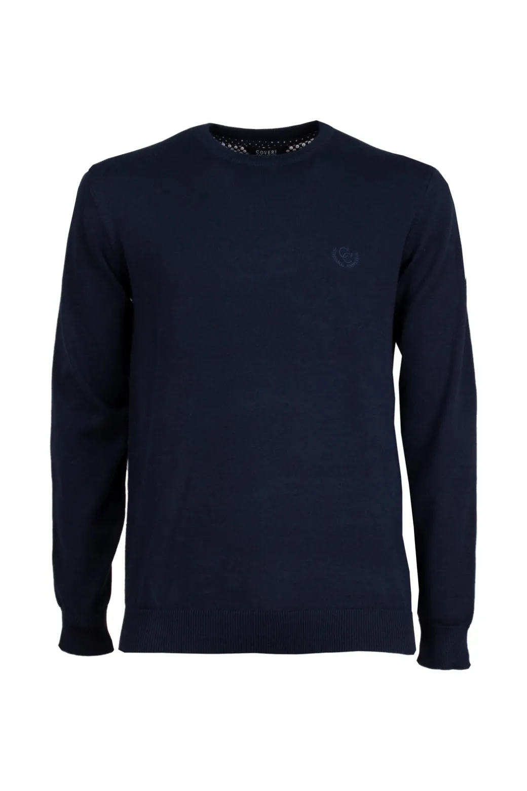 Pullover girocollo in puro cotone con ricamo ton sur ton