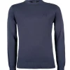 Pullover girocollo in puro cotone con logo ricamato sul petto