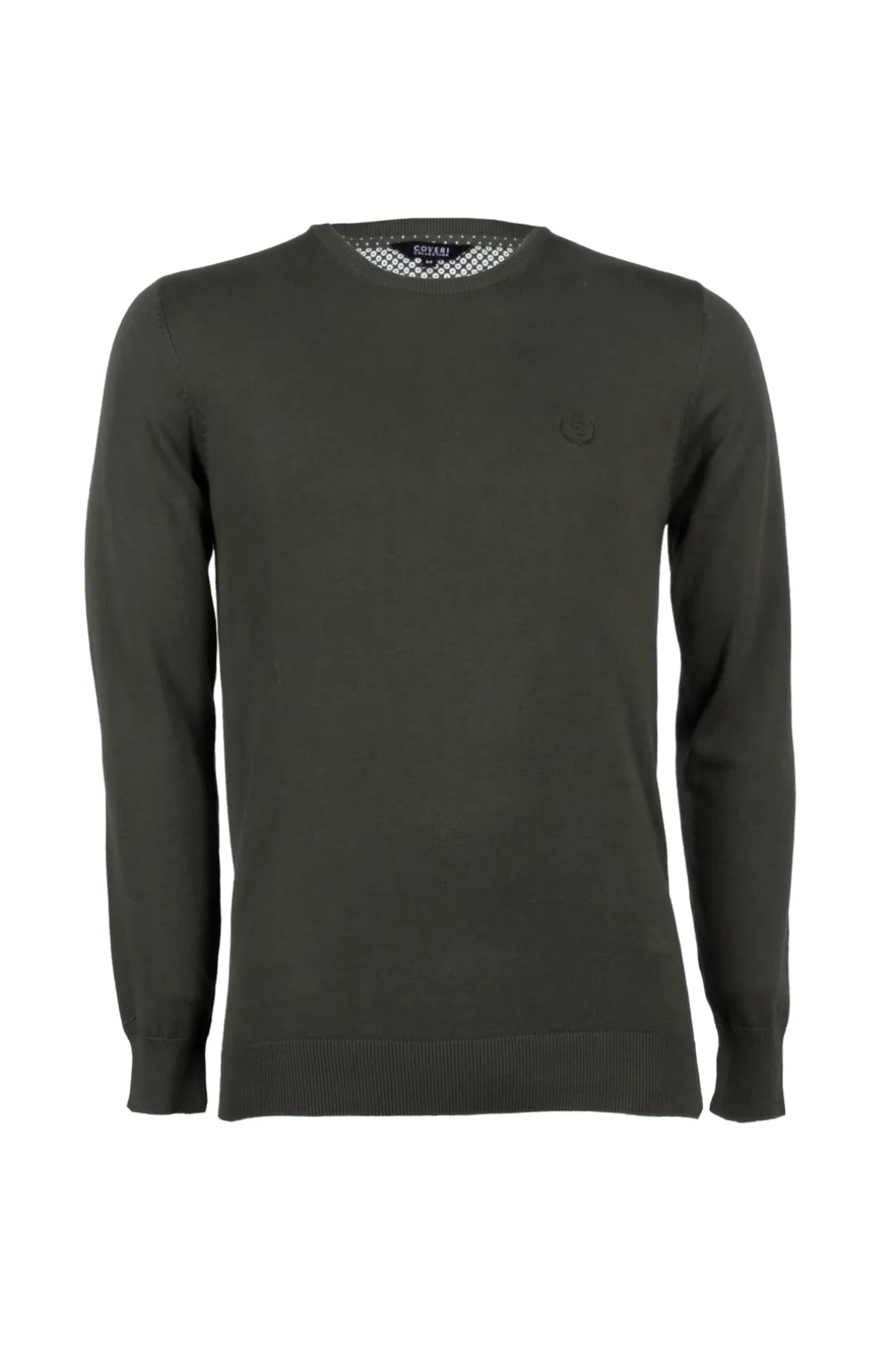 Pullover girocollo in puro cotone con ricamo ton sur ton