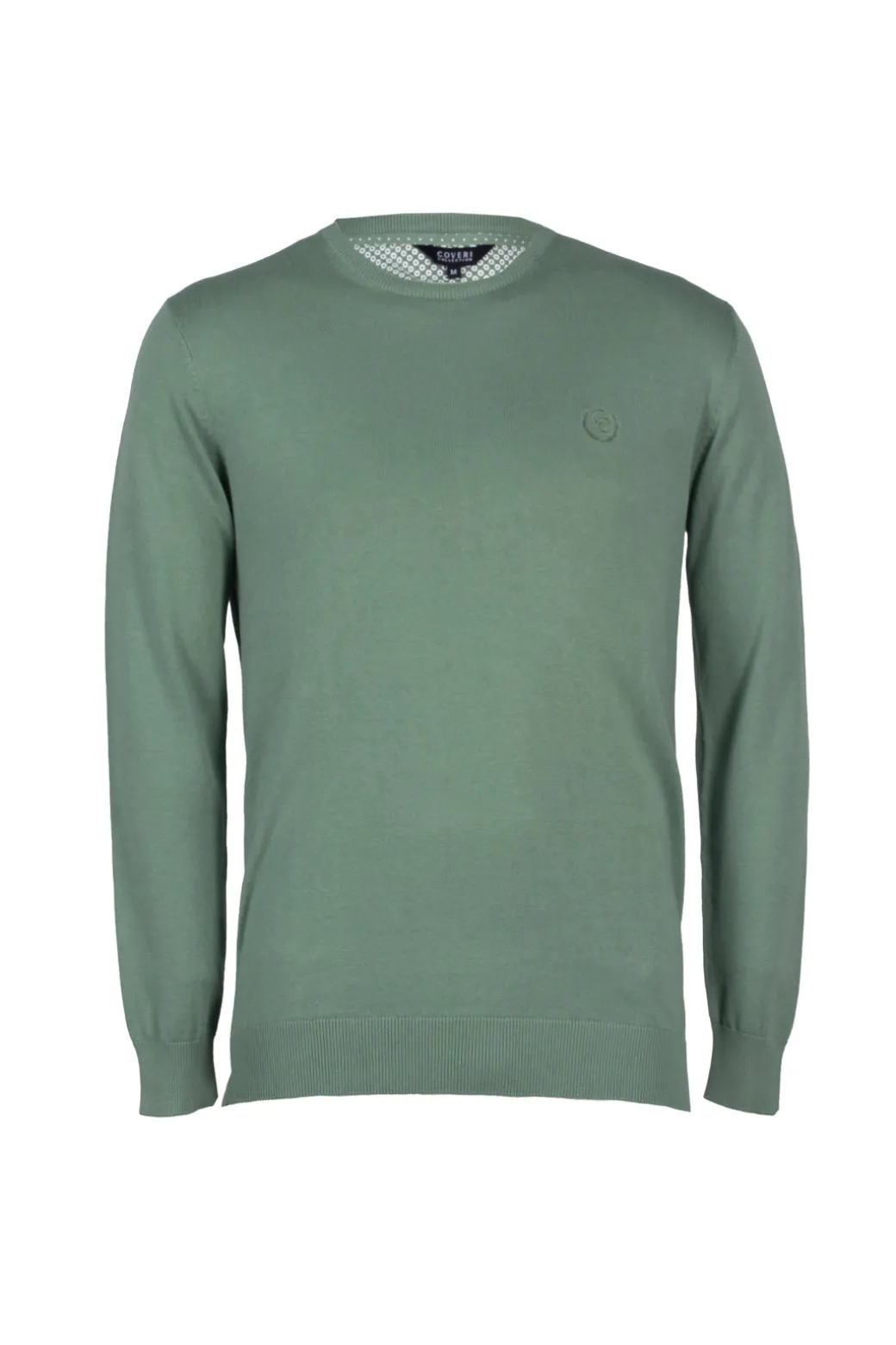 Pullover girocollo in puro cotone con ricamo ton sur ton
