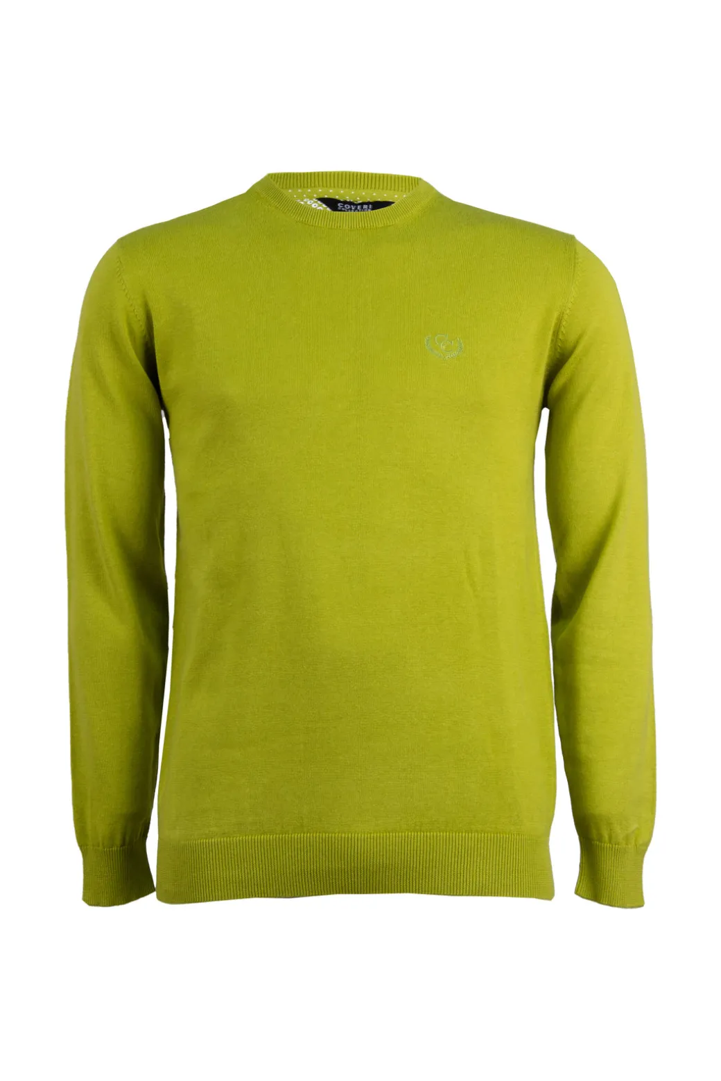 Pullover girocollo in puro cotone con ricamo ton sur ton