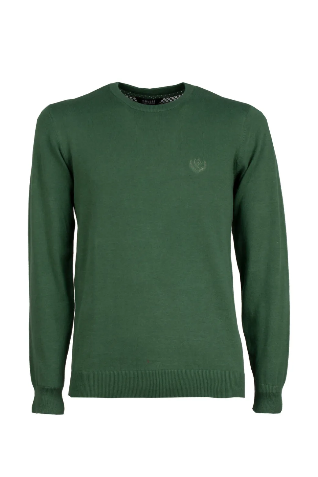 Pullover girocollo in puro cotone con ricamo ton sur ton