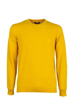 Pullover girocollo in puro cotone con ricamo ton sur ton