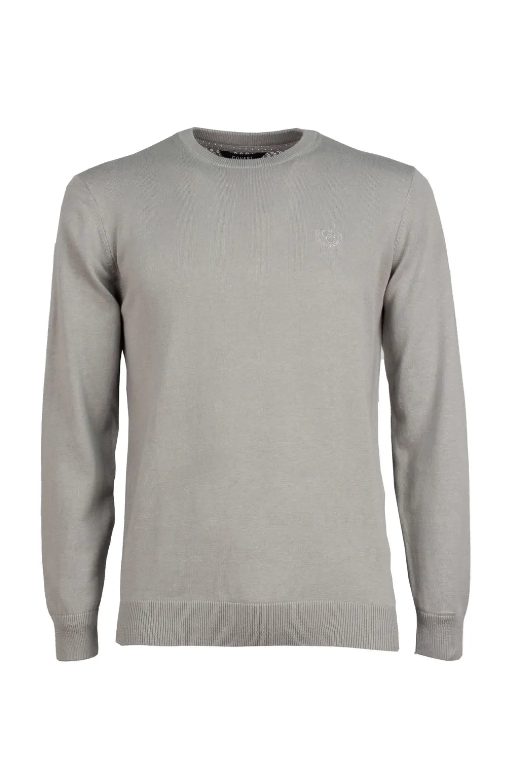 Pullover girocollo in puro cotone con ricamo ton sur ton