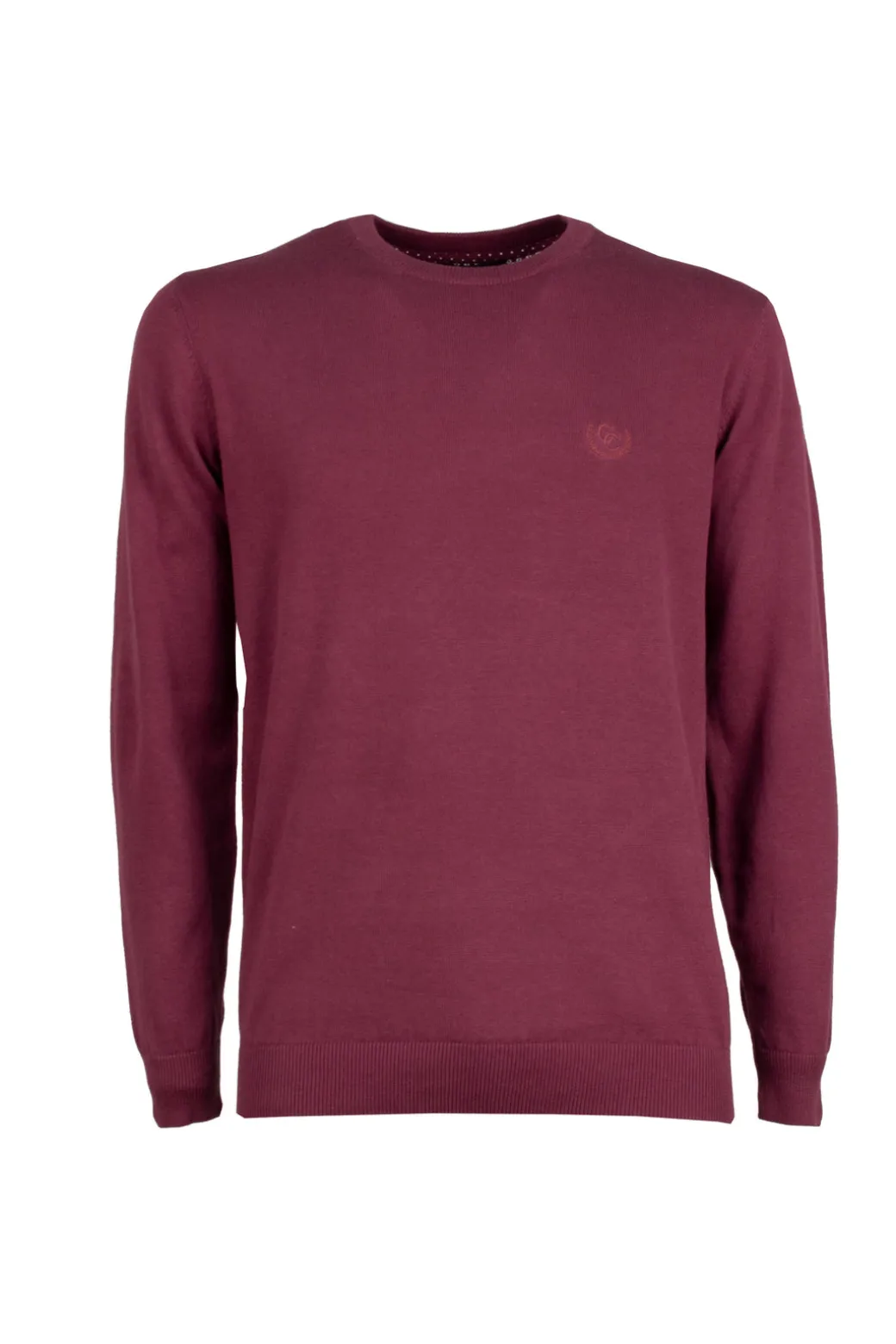 Pullover girocollo in puro cotone con ricamo ton sur ton