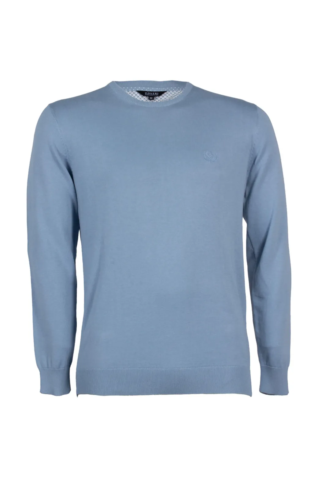 Pullover girocollo in puro cotone con ricamo ton sur ton