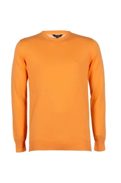 Pullover girocollo in puro cotone con ricamo ton sur ton