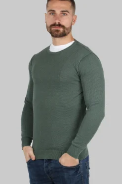 Pullover girocollo puro cotone acid wash