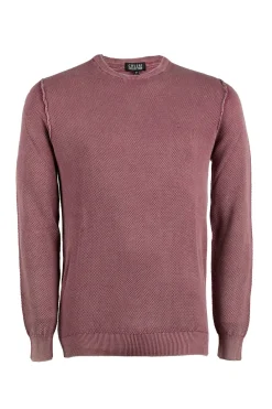 Pullover girocollo puro cotone acid wash