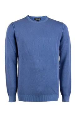Pullover girocollo puro cotone acid wash