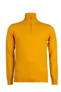 Pullover in misto lana mezza zip con logo ricamato sul cuore
