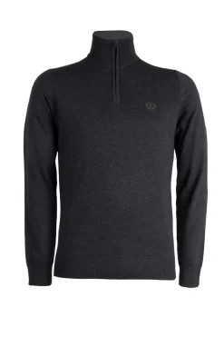 Pullover in misto lana mezza zip con logo ricamato sul cuore