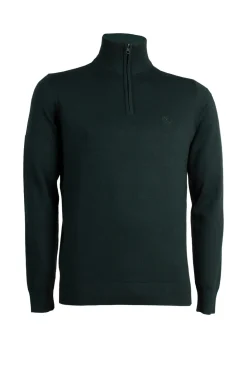 Pullover in misto lana mezza zip con logo ricamato sul cuore