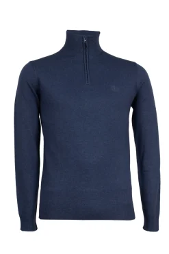 Pullover in misto lana mezza zip con logo ricamato sul cuore