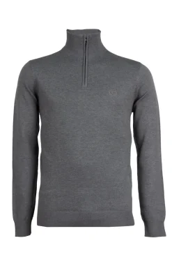Pullover in misto lana mezza zip con logo ricamato sul cuore
