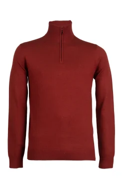 Pullover in misto lana mezza zip con logo ricamato sul cuore