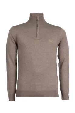 Pullover in misto lana mezza zip con logo ricamato sul cuore