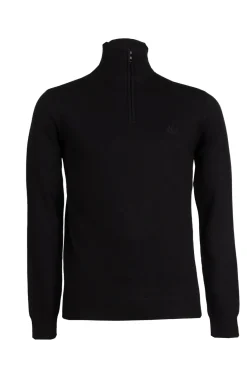 Pullover in misto lana mezza zip con logo ricamato sul cuore
