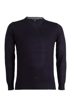 Pullover scollo a v con parasudore in contrasto