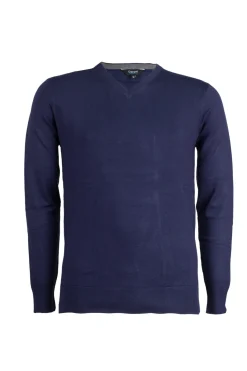 Pullover scollo a v con parasudore in contrasto