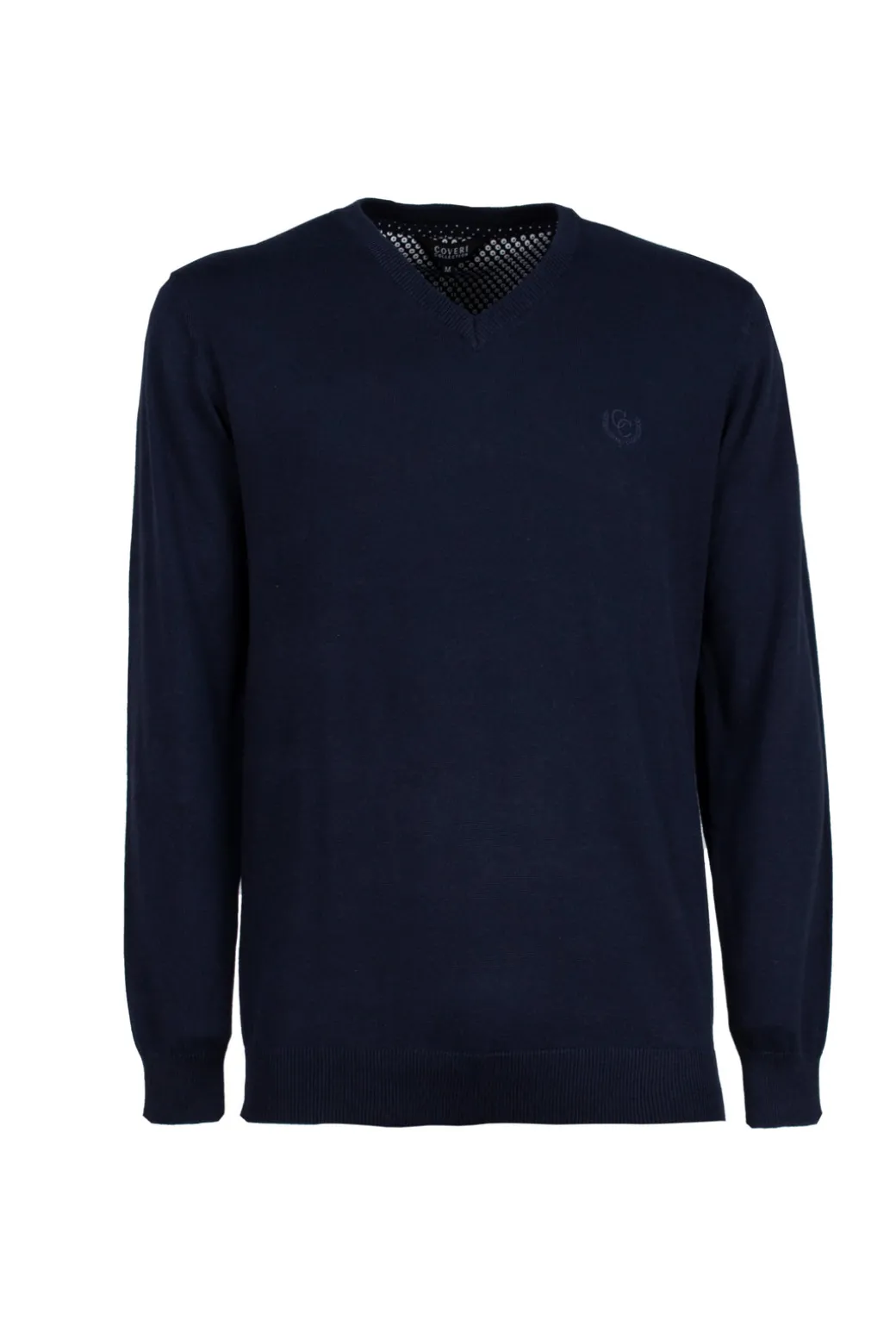 Pullover scollo a v in puro cotone con ricamo ton sur ton