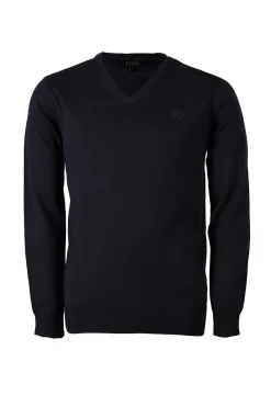 Pullover scollo a V in puro cotone