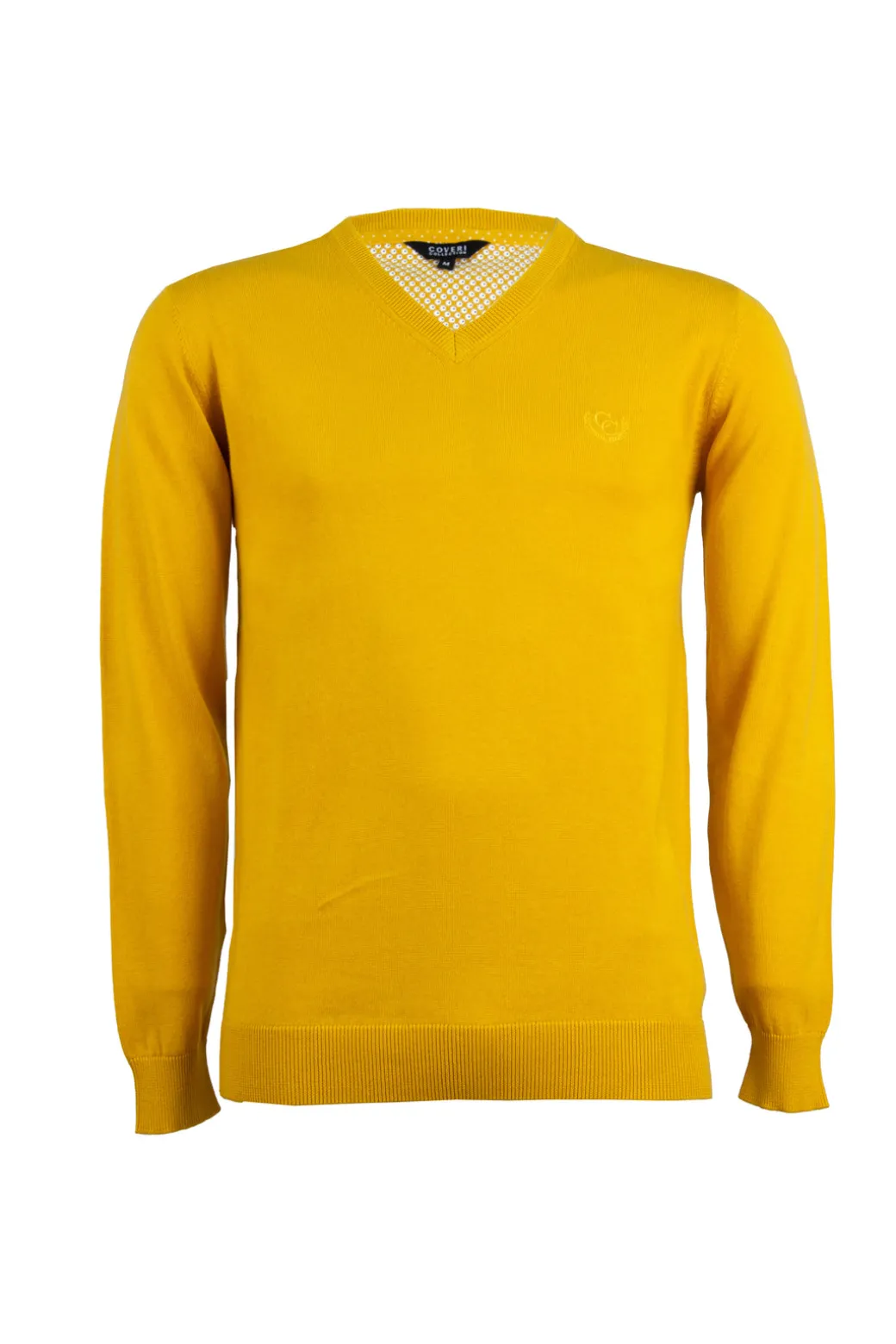 Pullover scollo a v in puro cotone con ricamo ton sur ton