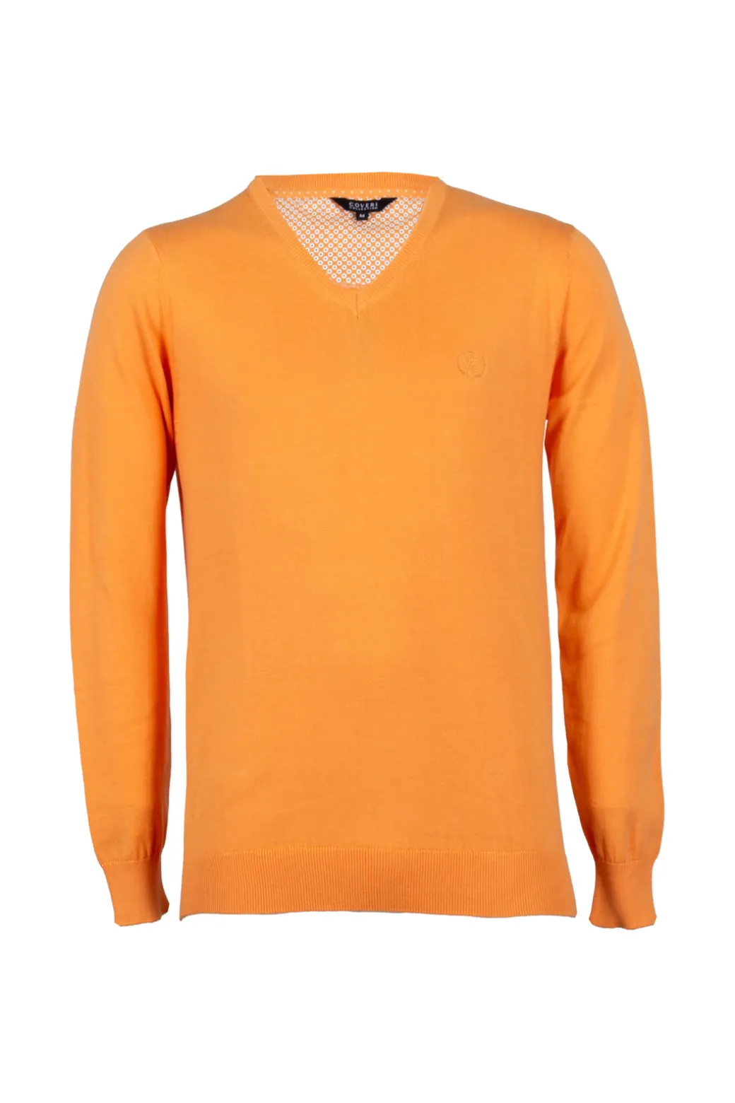 Pullover scollo a v in puro cotone con ricamo ton sur ton