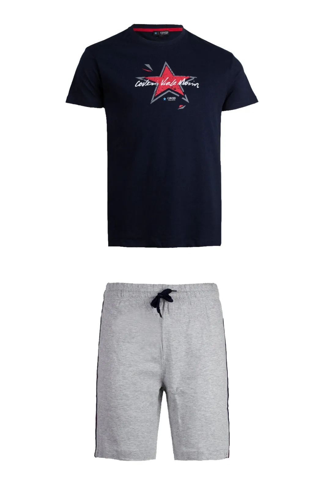 Set t-shirt e pantaloncini con stampa e profili in contrasto