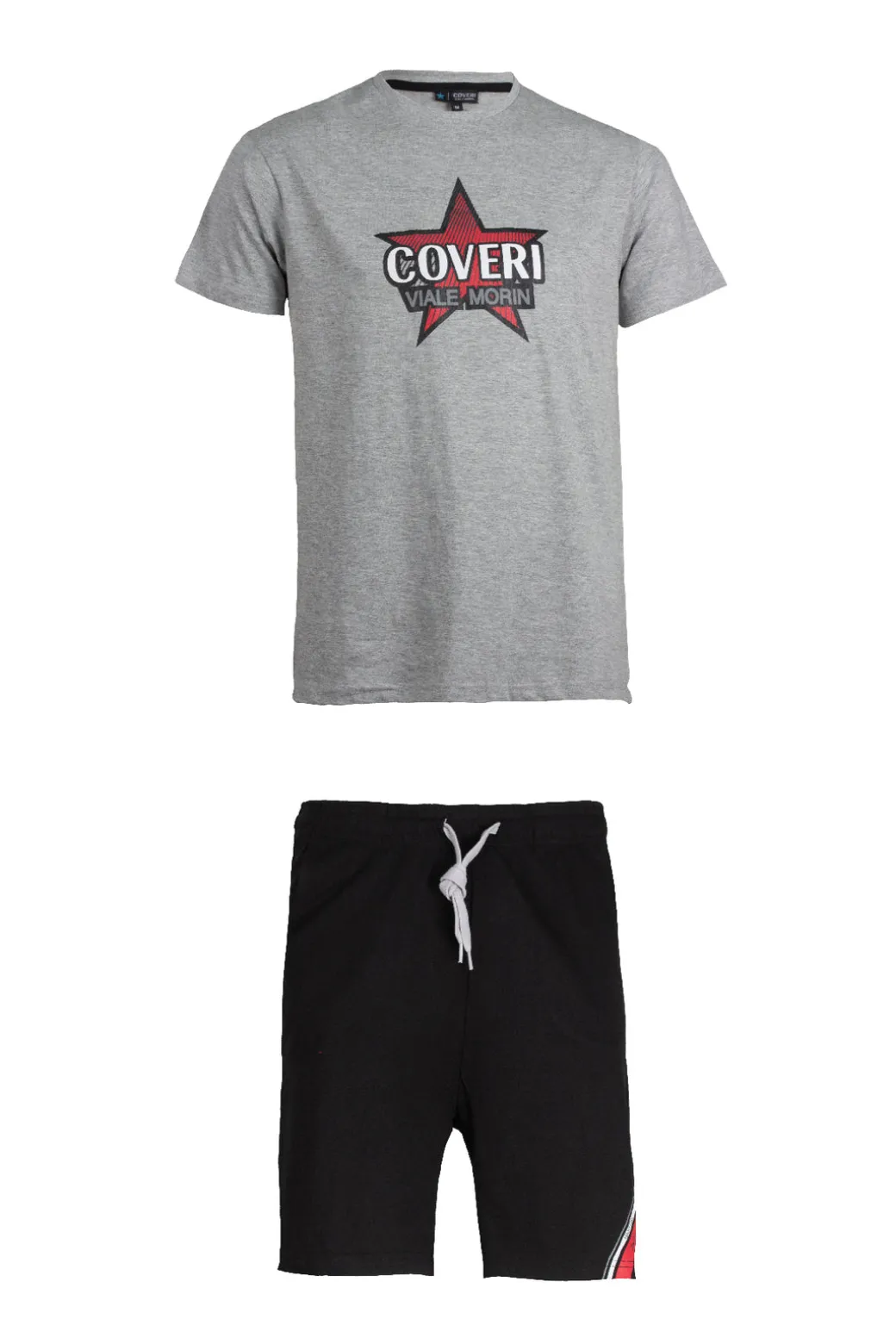 Set t-shirt e pantaloncini con stampa e profili in contrasto