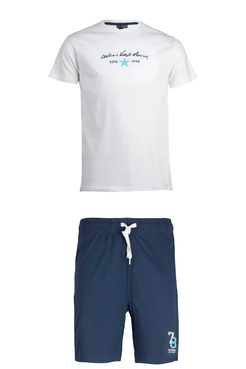 Set t-shirt e pantaloncini con stampa e profili in contrasto