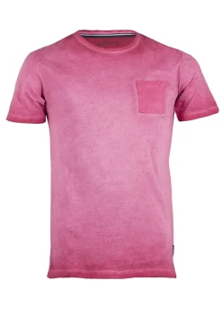 T-shirt con taschino in cotone oil wash