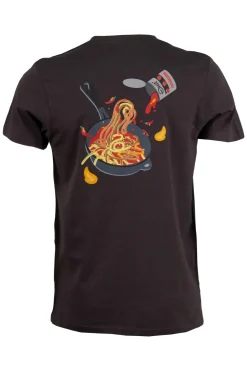 T-shirt Ghit Milano tinta unita con stampa spaghetti all'assassina su petto e schiena