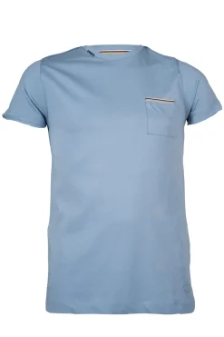 T-shirt girocollo con taschino e profili in contrasto
