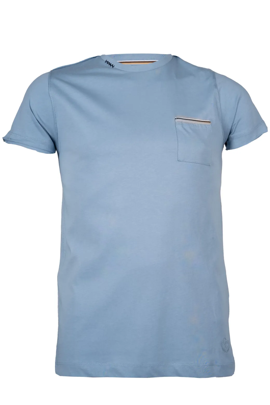 T-shirt girocollo con taschino e profili in contrasto