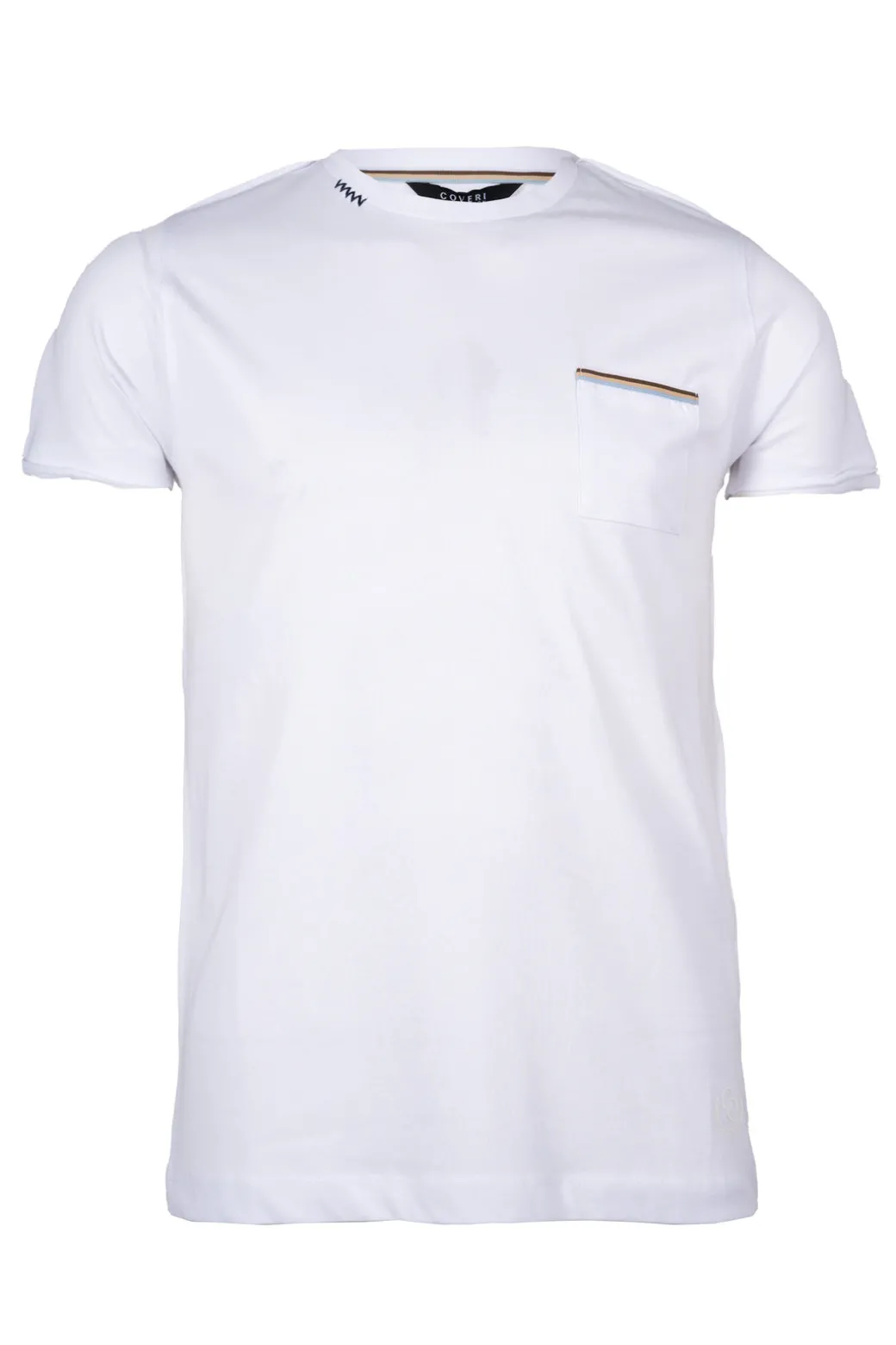 T-shirt girocollo con taschino e profili in contrasto