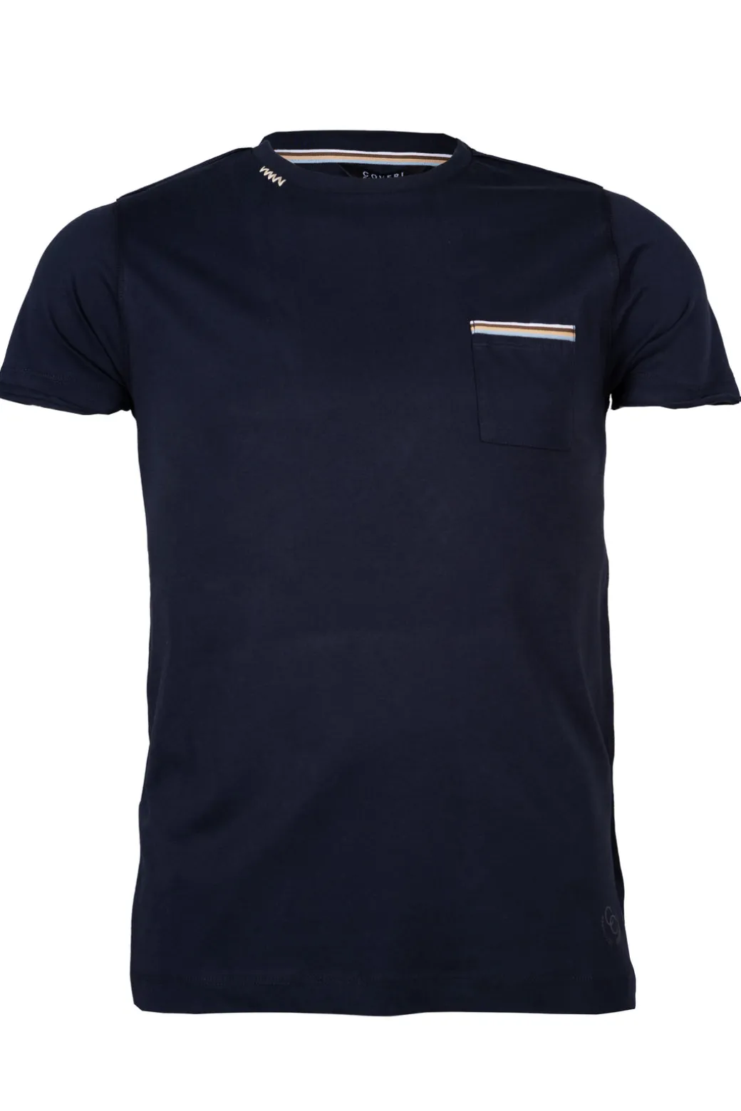 T-shirt girocollo con taschino e profili in contrasto