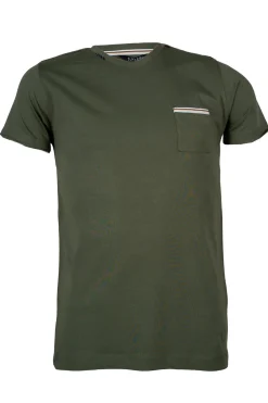 T-shirt girocollo con taschino e profili in contrasto