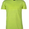 T-shirt girocollo in cotone slub fluo con stampa in rilievo