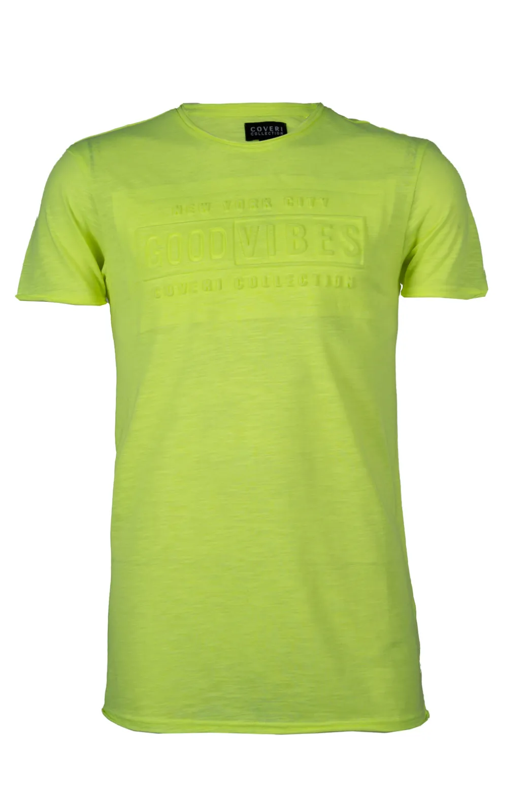 T-shirt girocollo in cotone slub fluo con stampa in rilievo